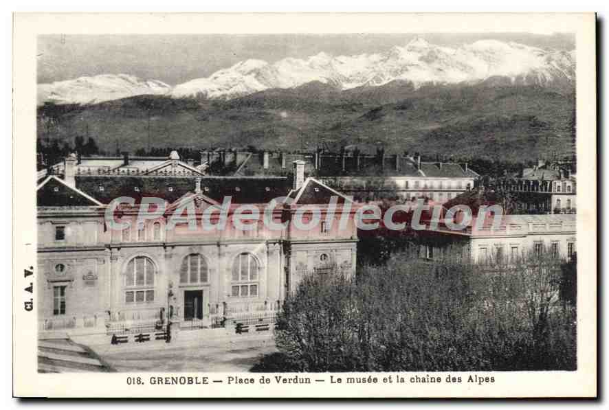 Grenoble — Place de Verdun — The museum and the chain of the Alps