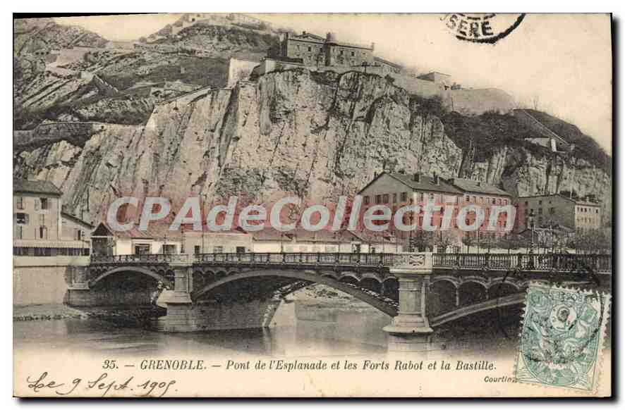 Grenoble — Pont de l'Esplanade et les Forts Rabot et la Bastille — Courtingue