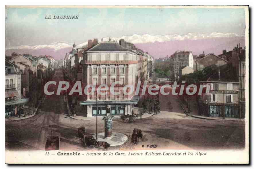 Grenoble - Avenue de la Gare, Avenue d'Alsace-Lorraine et les Alpes — B. Fré — n°11