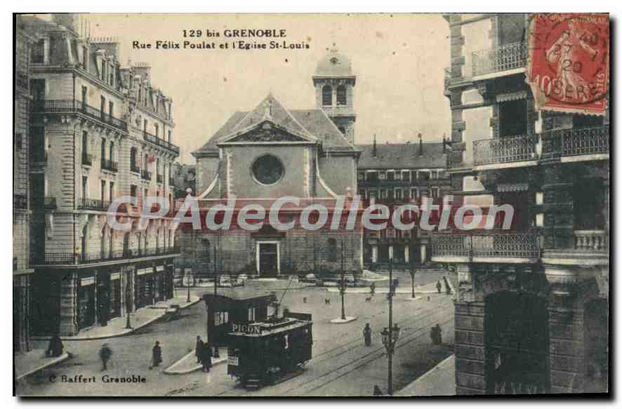 Grenoble — Straße Felix Poulat und Kirche St-Louis — C. Baffert