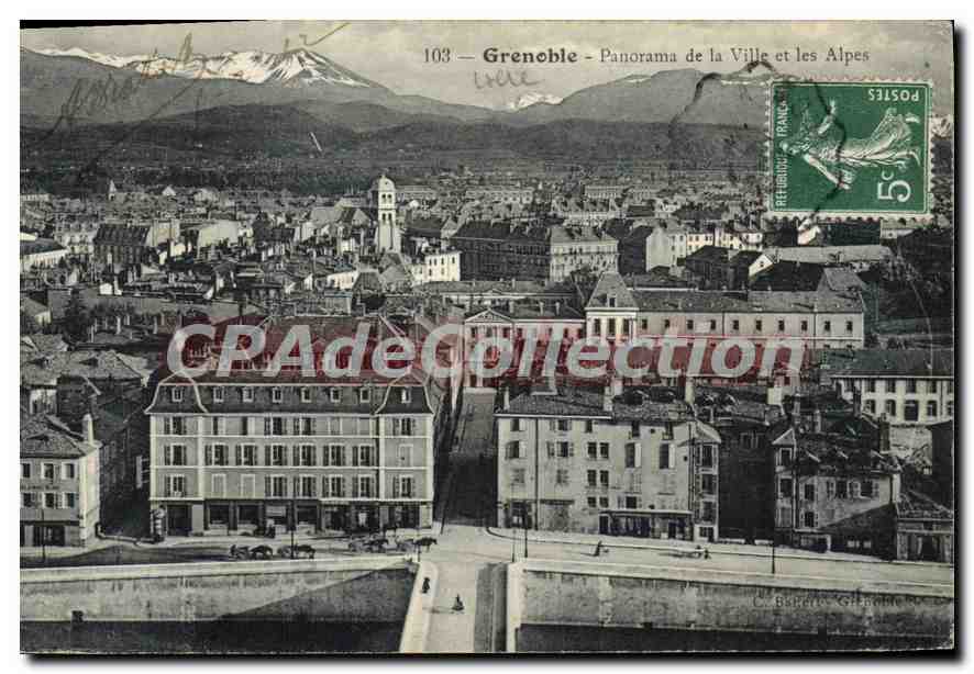 Grenoble — Panorama de la Ville et les Alpes — Éditeur C. Bertero, n°103
