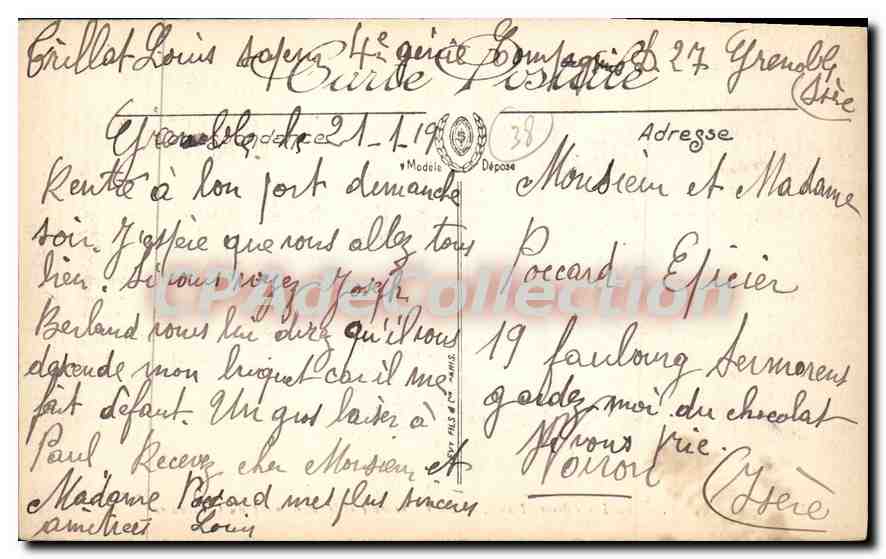 Grenoble — La Place Notre-Dame — La Cathédrale et le Monument du Centenaire — Selsota — LL — n°70 — Verso