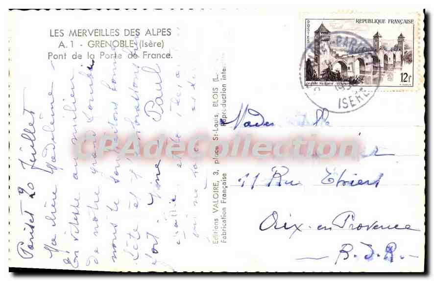 Pont de la Porte de France — Grenoble (Isère) — Éditions Valoire — Verso