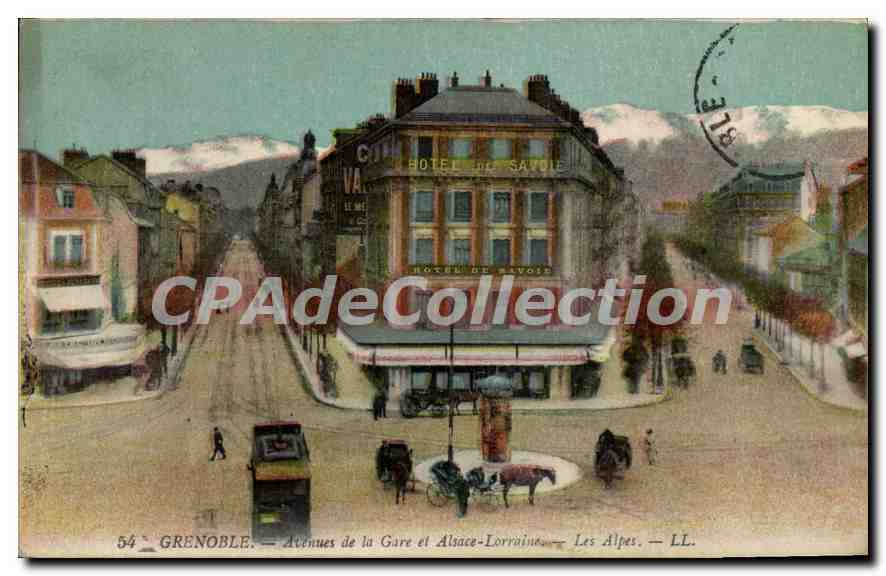 Grenoble — Avenues de la Gare et Alsace-Lorraine — Les Alpes — LL. — Éditeur LL.