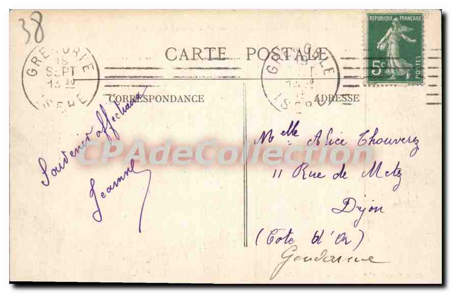 Grenoble — The Quays and the Chain of the Alps — Publisher Unidentified, Series Number 862 — Back