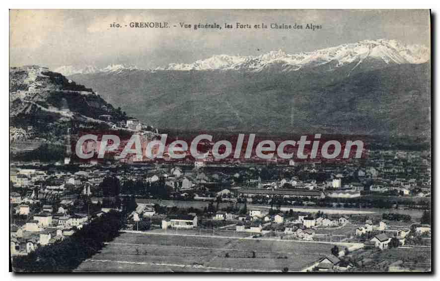 Grenoble — Vue générale, les Forts et la Chaîne des Alpes — Edition M. Bourcier, Grenoble