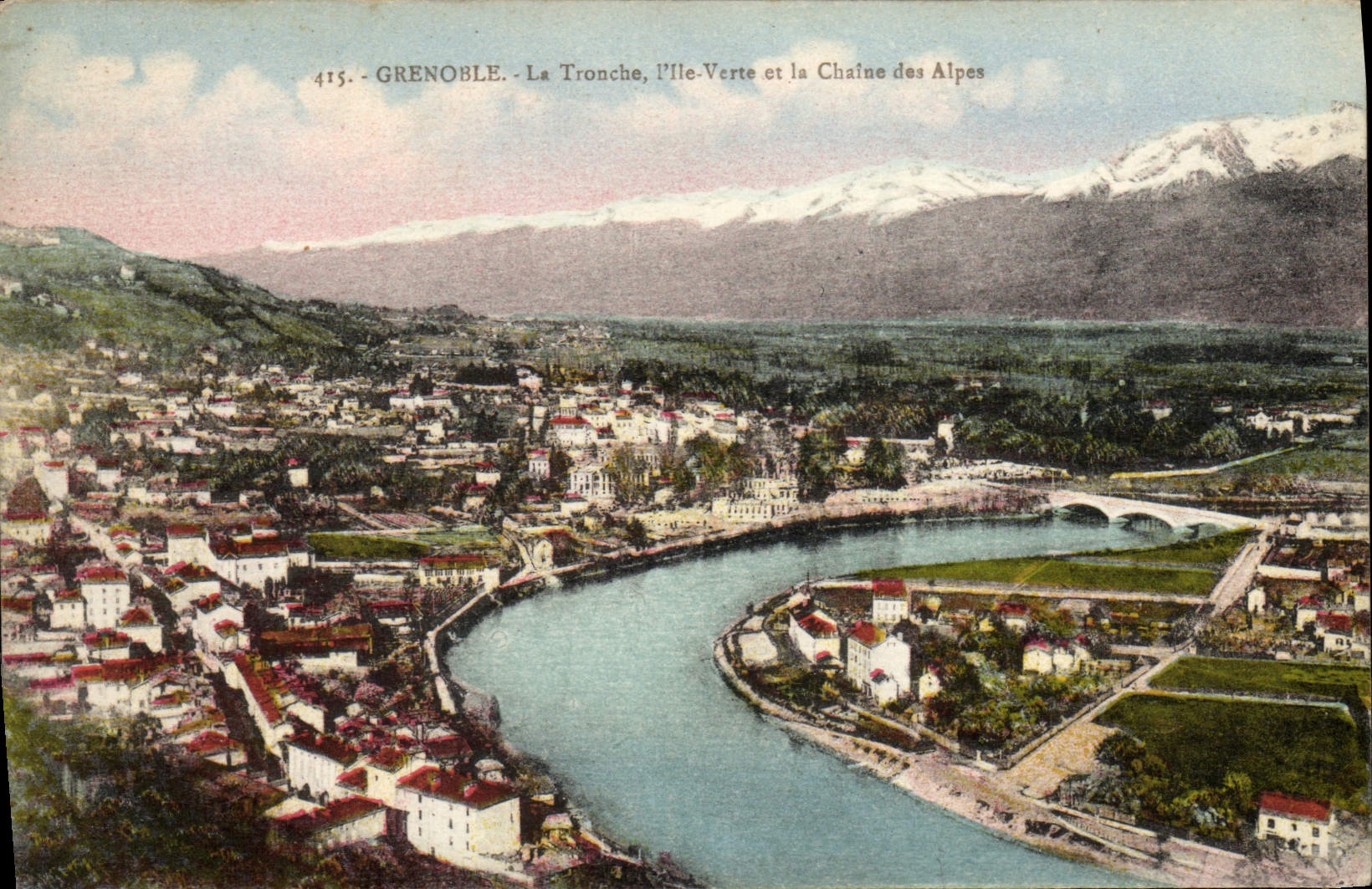 Grenoble - La Tronche, die grüne Insel und die Alpenkette — Verlag Mr. Houretier, Grenoble, Nr. 415