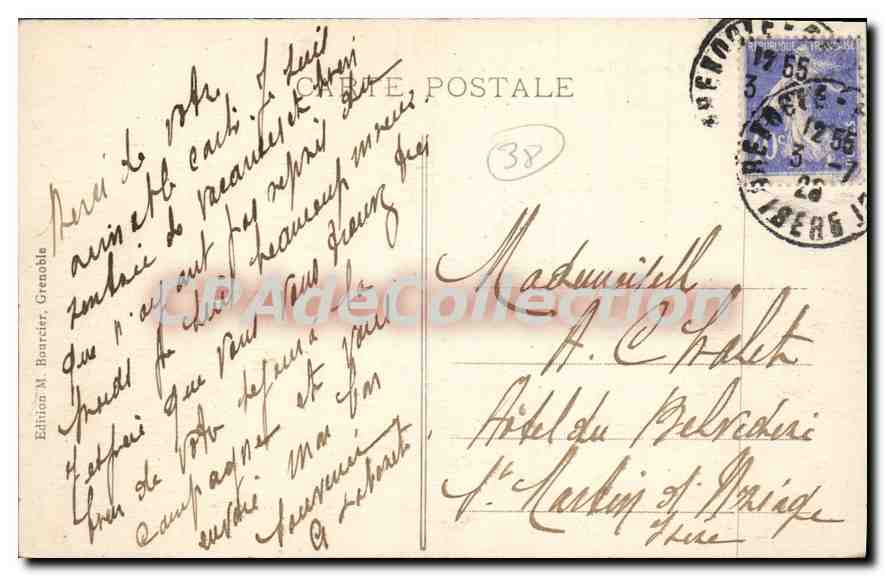Grenoble - Pont de la Porte de France et le Néron — Édition M. Boarcier, n°77 — Verso