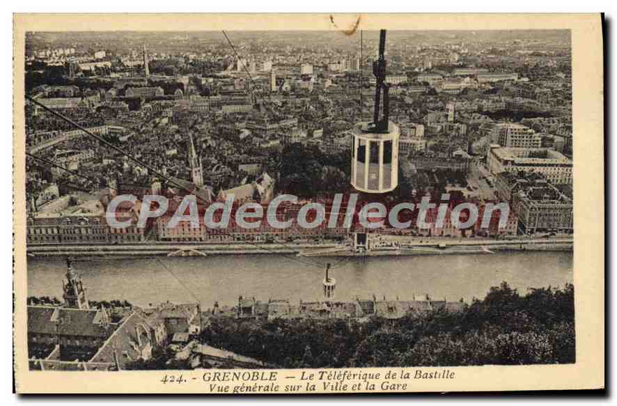 Grenoble — Le Téléphérique de la Bastille — Vue générale sur la Ville et la Gare