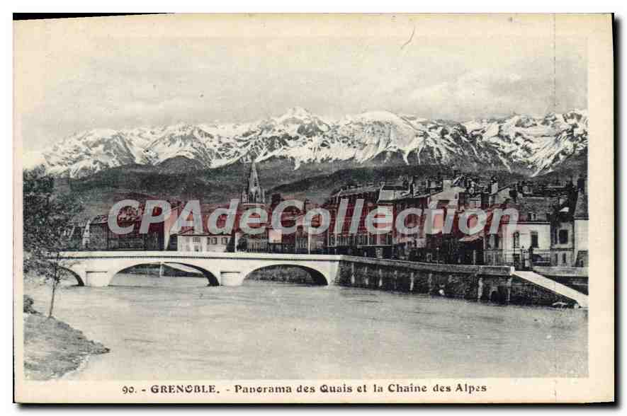 Grenoble - Panorama des Quais et la Chaîne des Alpes — Édition M. Bourricier, Grenoble