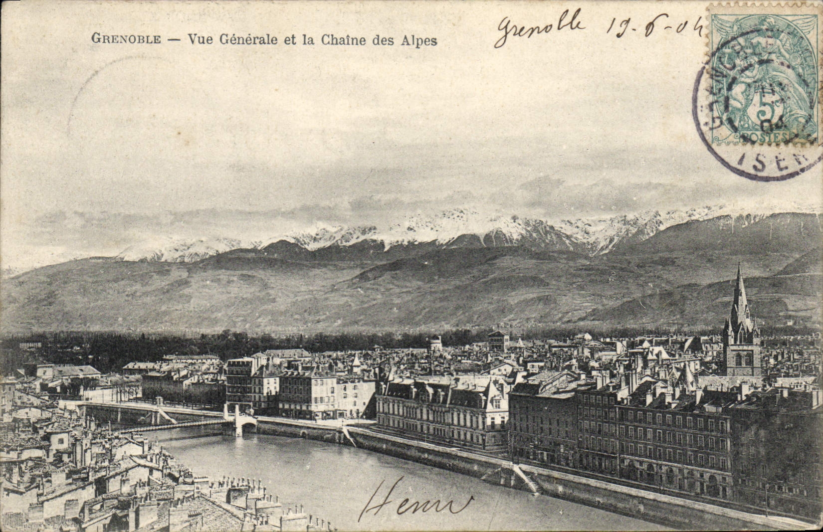 Grenoble — Vue Générale et la Chaîne des Alpes — Éditeur non identifié, n° de série non visible