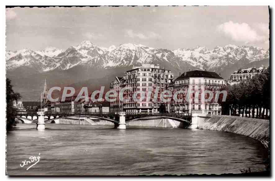 Grenoble — Pont de la Porte de France et les Alpes — Edition d'Art Grenoble