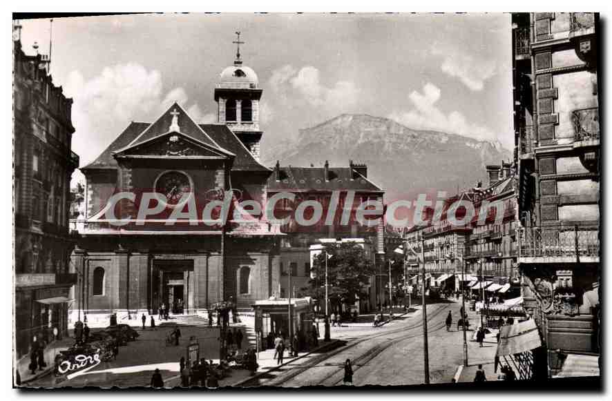 Grenoble — Church of Saint-Louis and Felix Poulat Street — Edition d'Art Grenoble, no. 1053