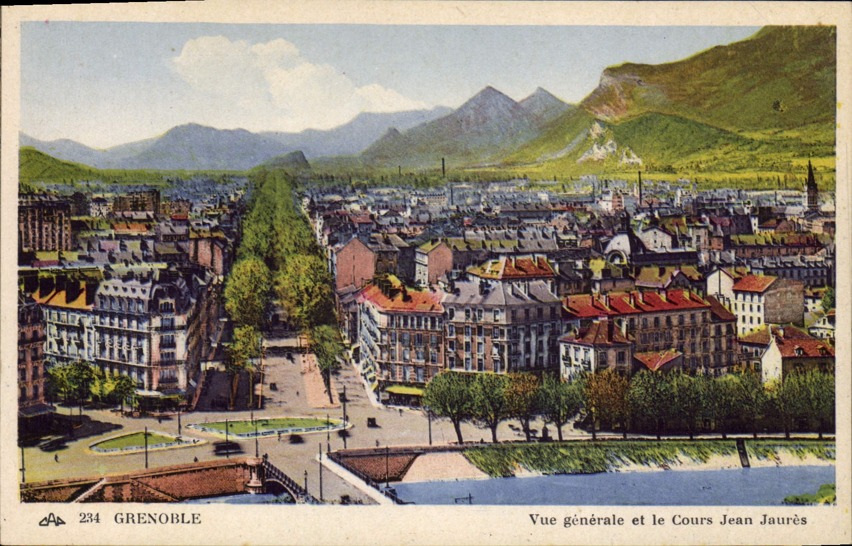 Grenoble — Vue générale et le Cours Jean Jaurès — CPA des Arts Photographiques, Paris