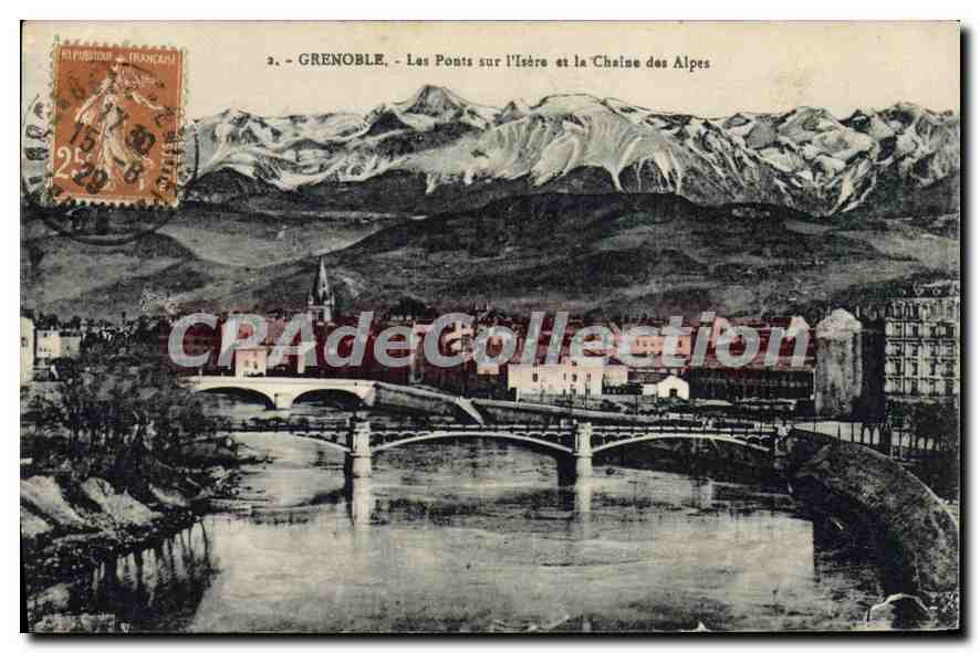 Grenoble — Die Brücken über die Isère und die Kette der Alpen — Ausgabe von Herrn Boucher, Grenoble
