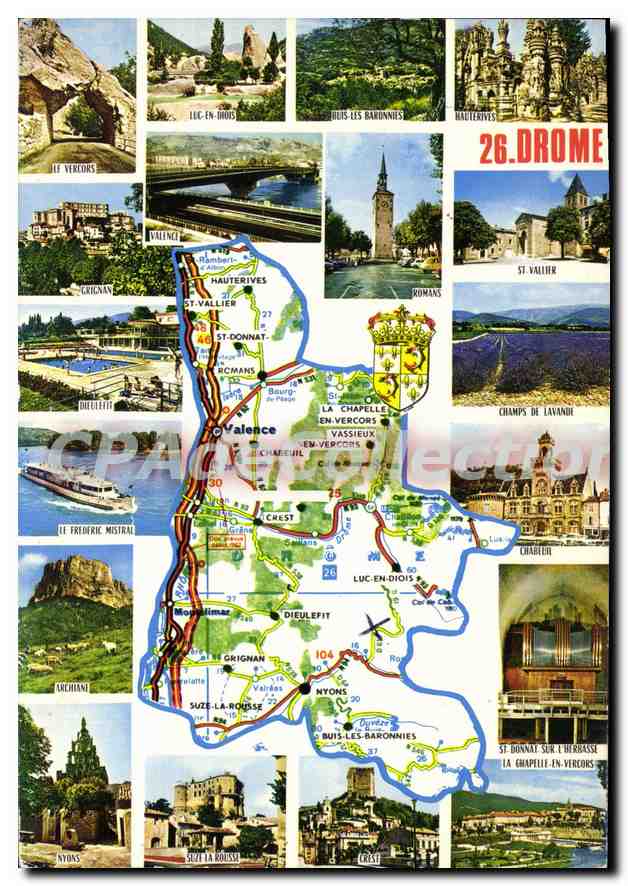 Halbmoderne Ansichtskarte Drome Valence Die Nyons Luc en Diois St Vallier Chabeuil Crest Suze la Rousse Nyons Archiane Grignan
