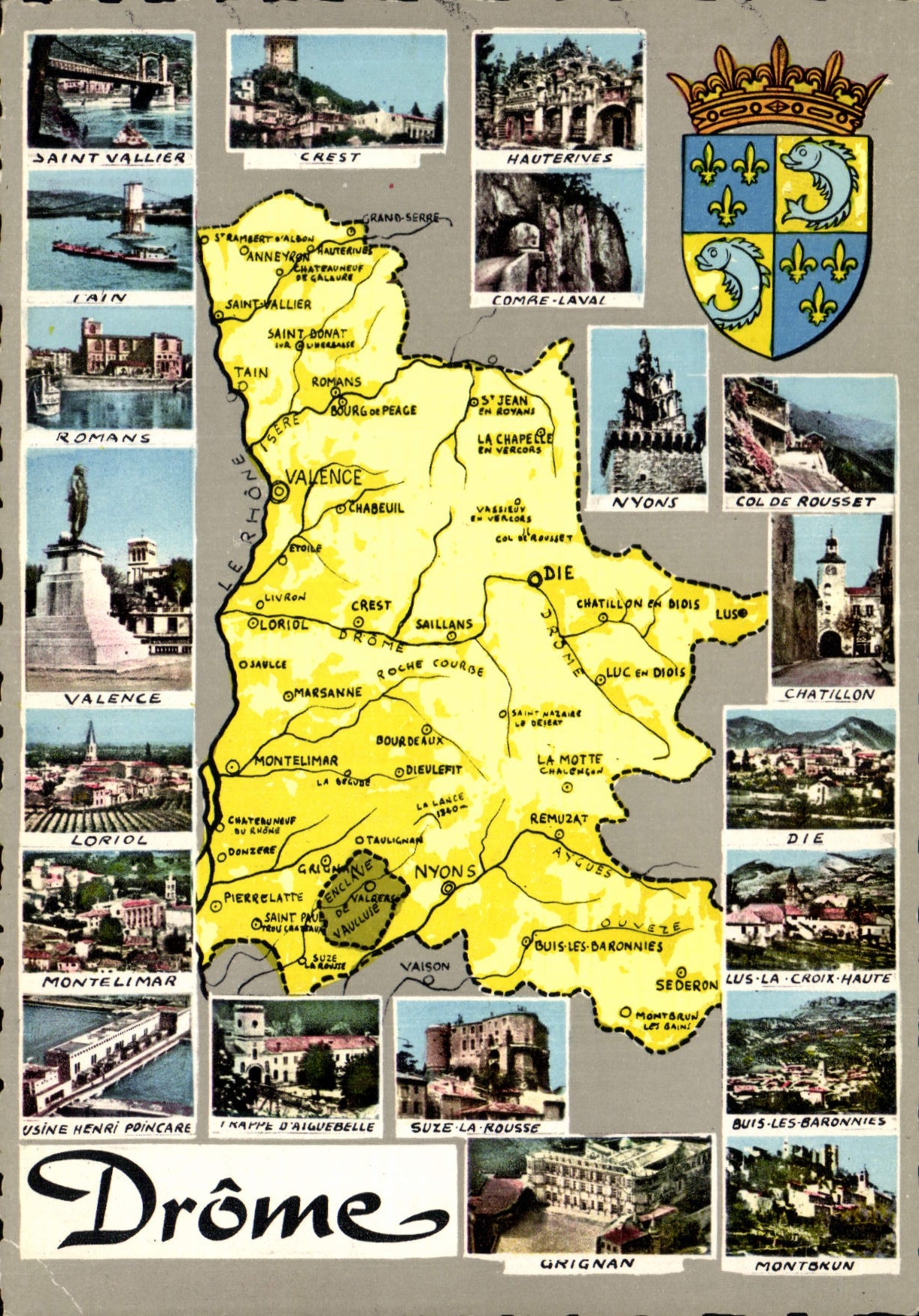 Drôme — Touristenkarte mit Karte und Vignetten — Édit. J. CÉL