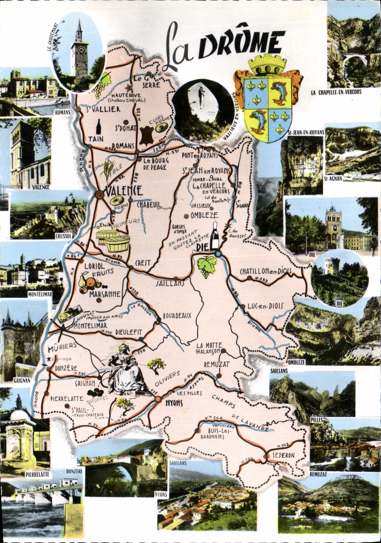 Halbmoderne Ansichtskarte Drome Die Nyons Romans Crussol Montelimar Grignan Pierrelatte Donzere Nyons Remuzat Pilles Saillans Saint Agnan