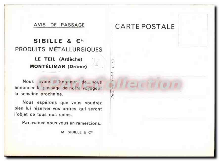 Magasin de détail Sibille & Cie — Montélimar — Éditeur CPAdeCollection — Reverso