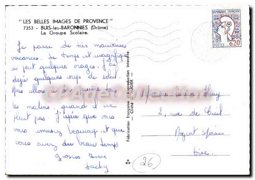 CPSM Buis Les Baronnies Le Groupe Scolaire — Rückseite