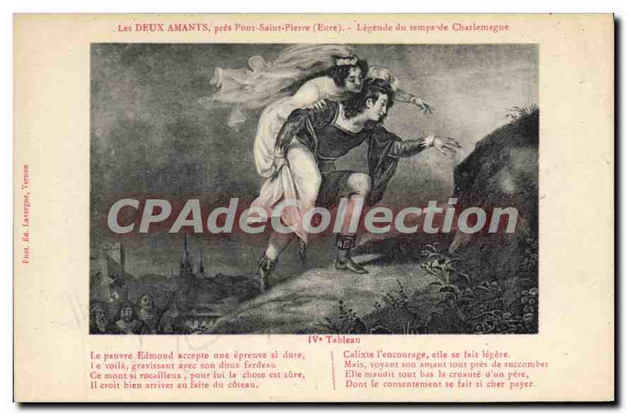 Les DEUX AMANTS, près Pont-Saint-Pierre (Eure) — Légende du temps de Charlemagne — Éd. Laverget, Vernon, n° IV
