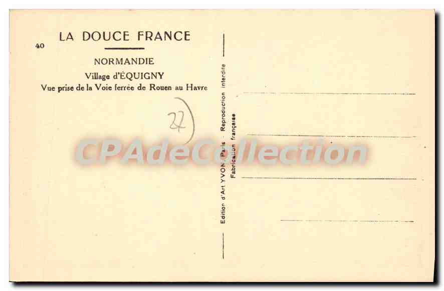 Équigny — Village d'Équigny — Édition d'Art YVON, Paris — Back