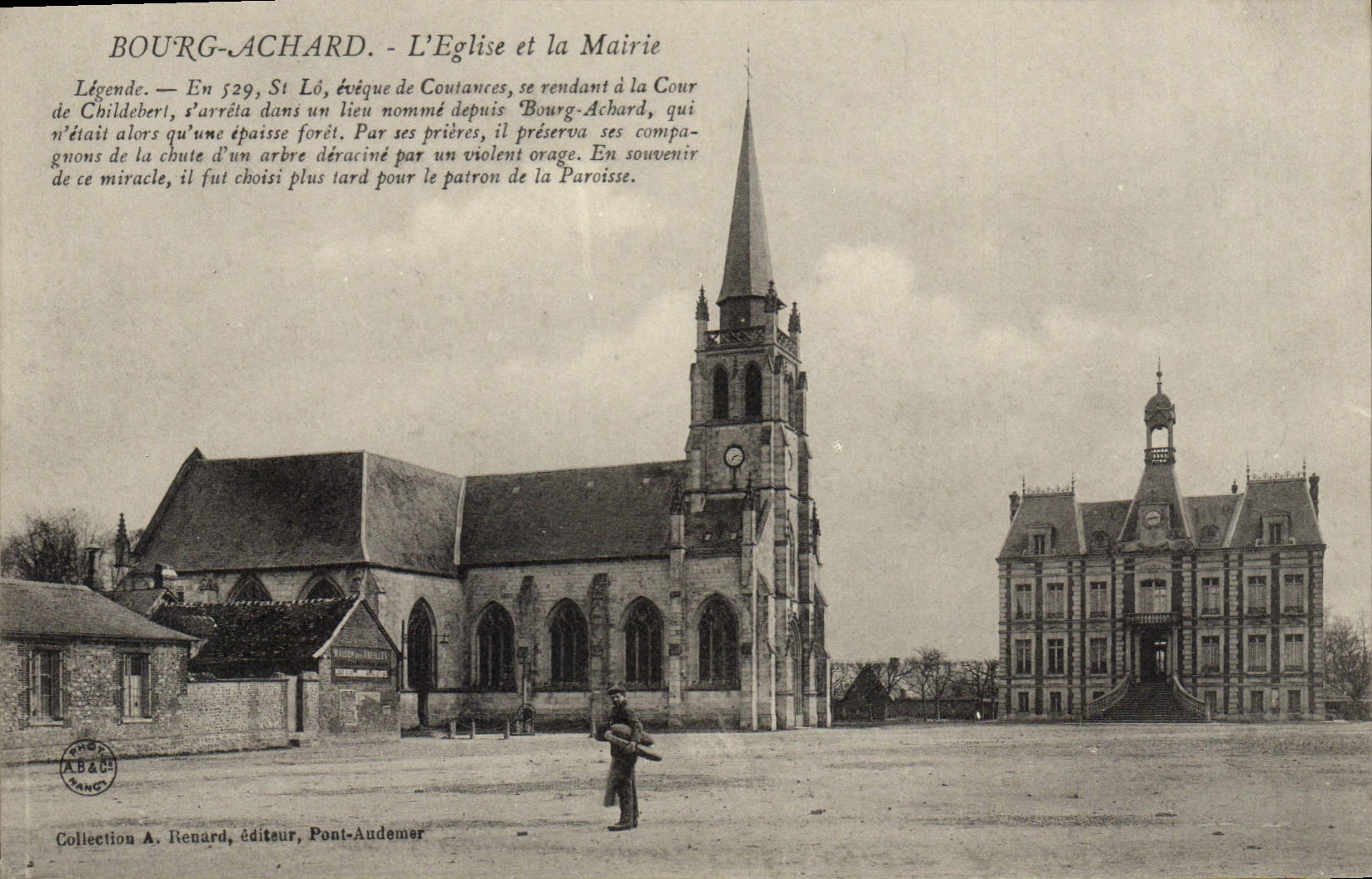 CPA Bourg Achard L'Eglise Et La Mairie