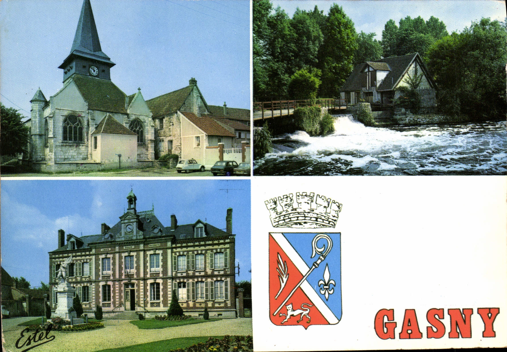 GASNY — Église, mairie, rive de l'Eppte — Éditions ESTEL