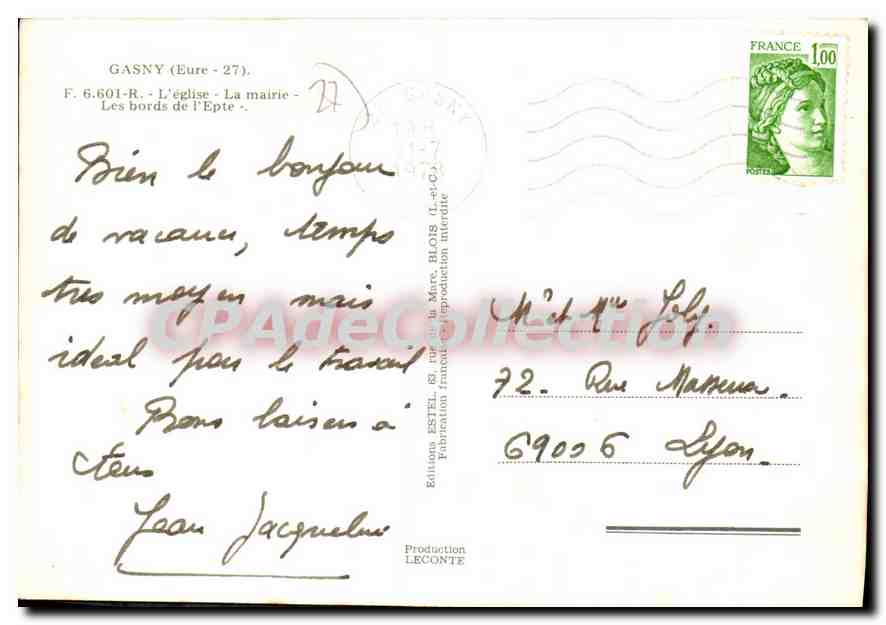 GASNY — Église, mairie, rive de l'Eppte — Éditions ESTEL — Verso