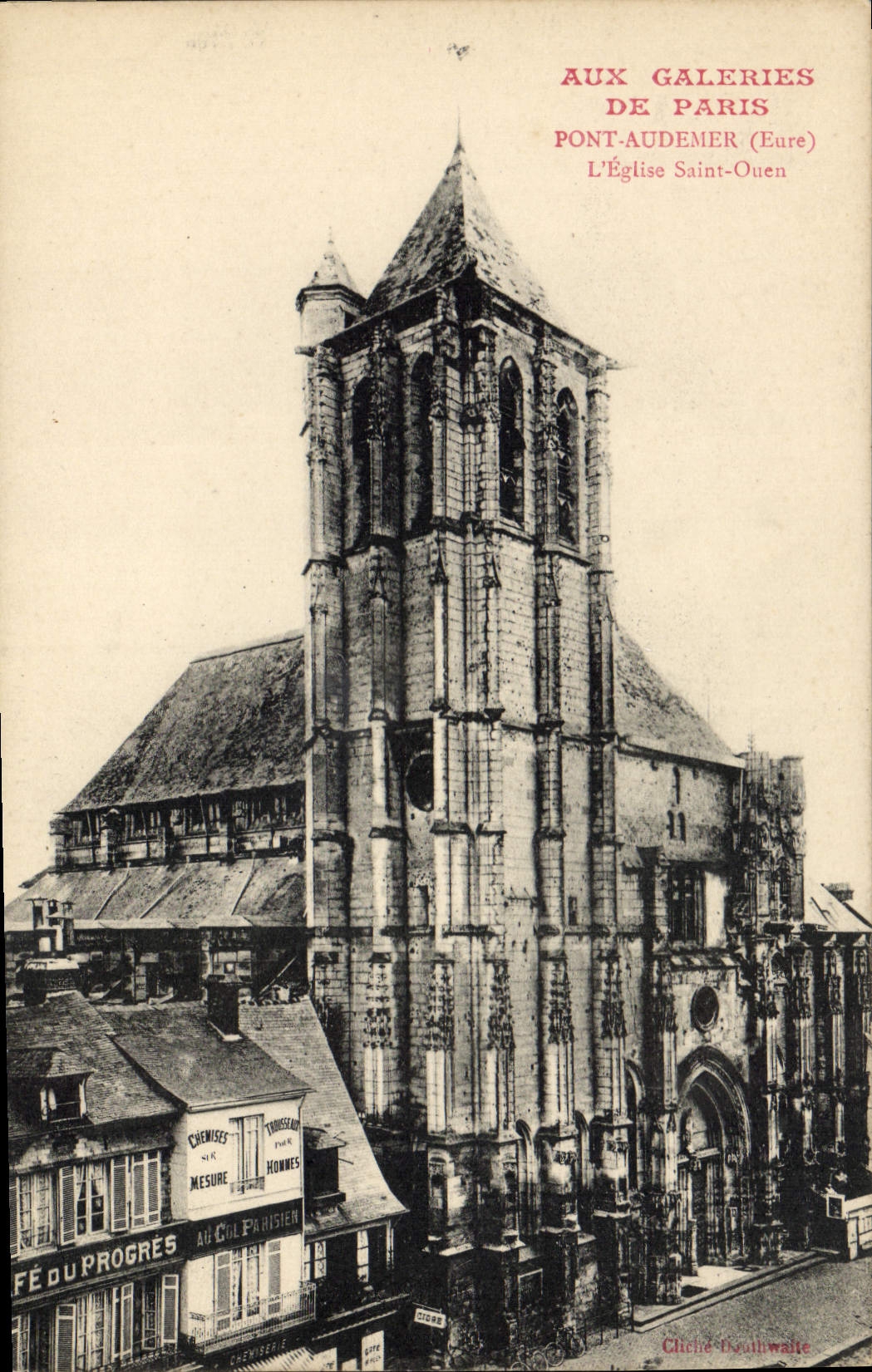 Église Saint-Ouen à Pont-Audemer (Eure) — Aux Galeries de Paris — Chiche Beaulwaite