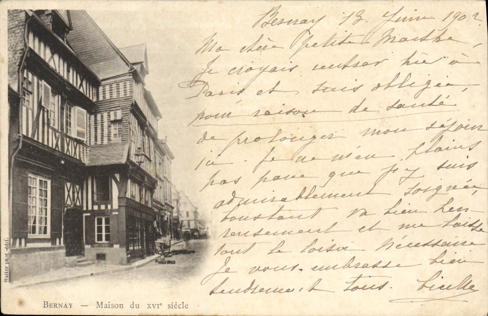 Bernay — Maison du xvième siècle — Walter 1902 - édit. - Anverso