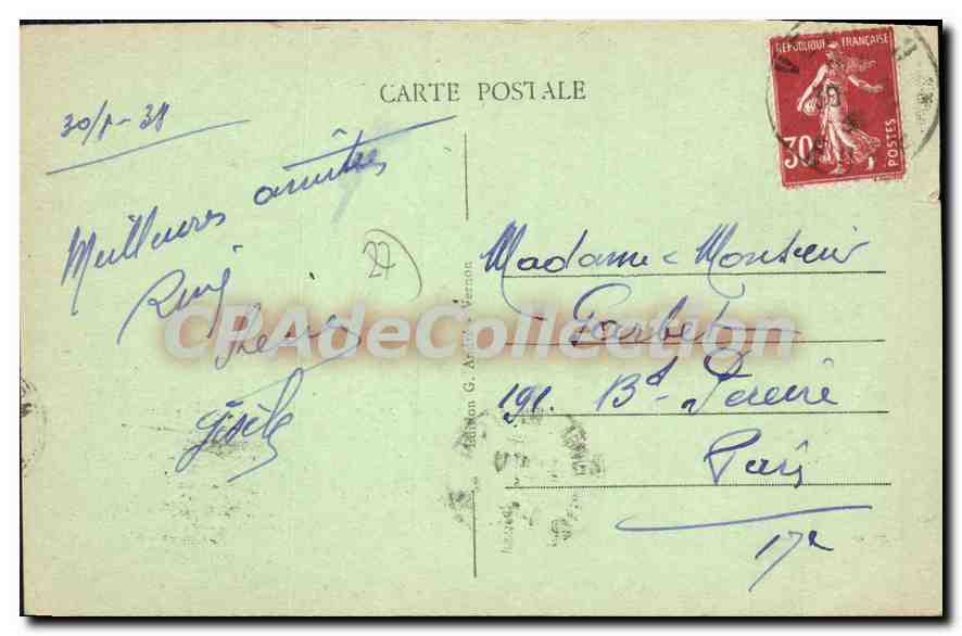 CPA Vernon La Plage Et La Seine Vues Du Pont — Rückseite