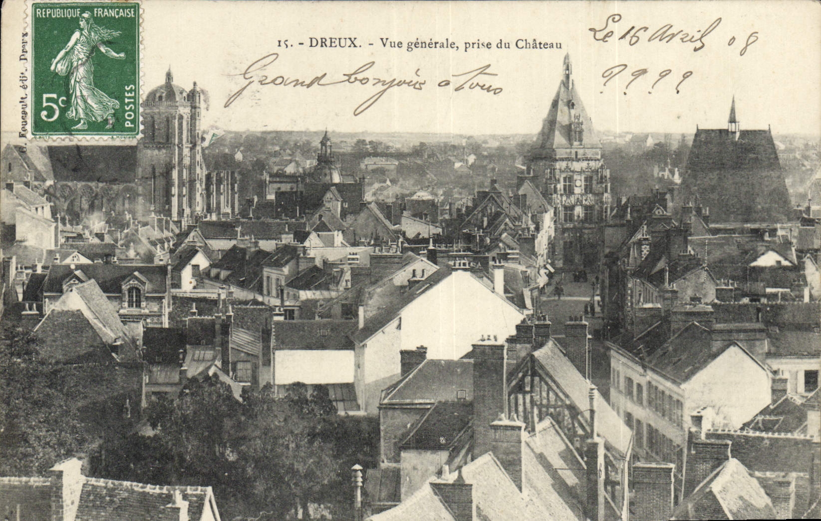 Dreux — Vue générale prise du Château — Éditeur : Fougeret & Frères