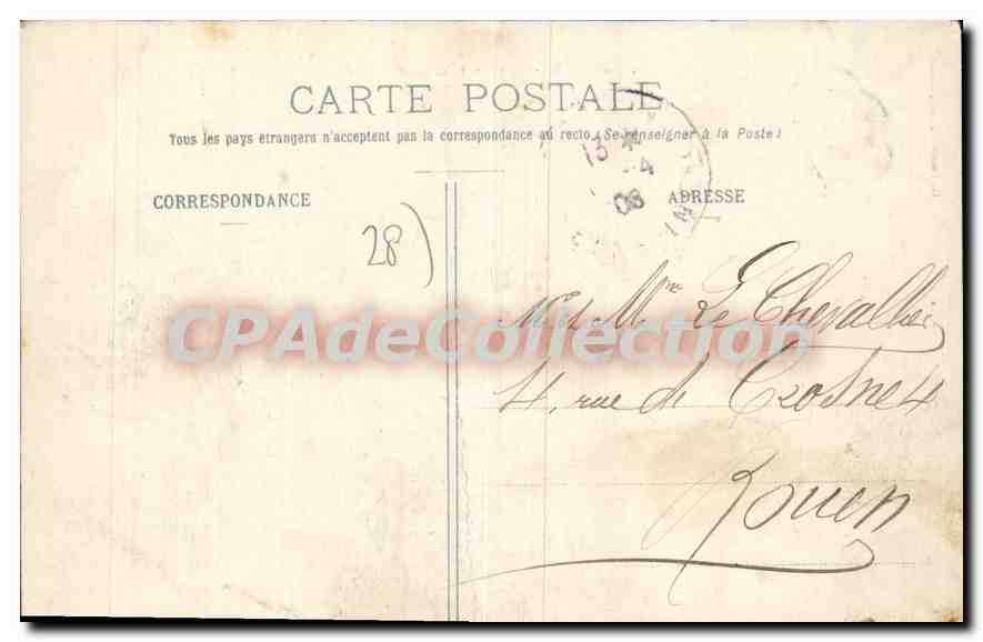 Dreux — Vue générale prise du Château — Éditeur : Fougeret & Frères — Verso
