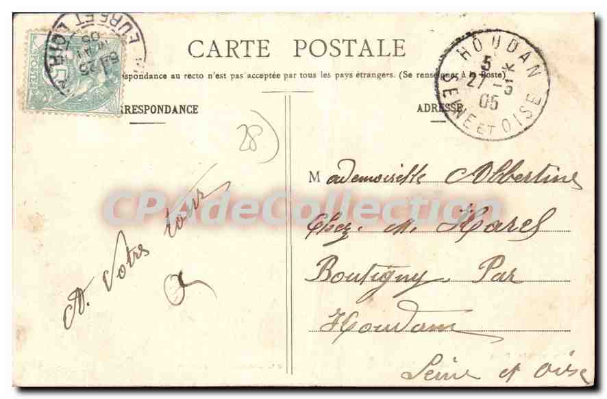 Bords de l'Eure au Château de Renancourt — Villemieux — Ch. Foucault, édit, Dreux, n°28 — Verso