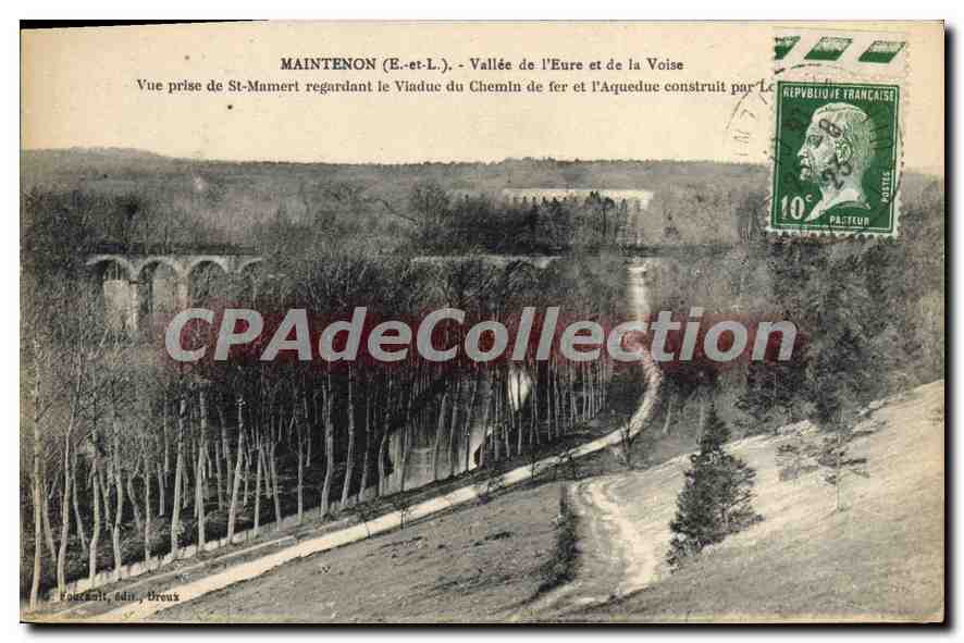 Maintenon (E.-et-L.) - Vallée de l'Eure et de la Voise — Vue prise de St-Mamert regardant le Viaduc du Chemin de fer et l'Aqueduc construit par Le — éditeur : Folecail, édit., Dreux