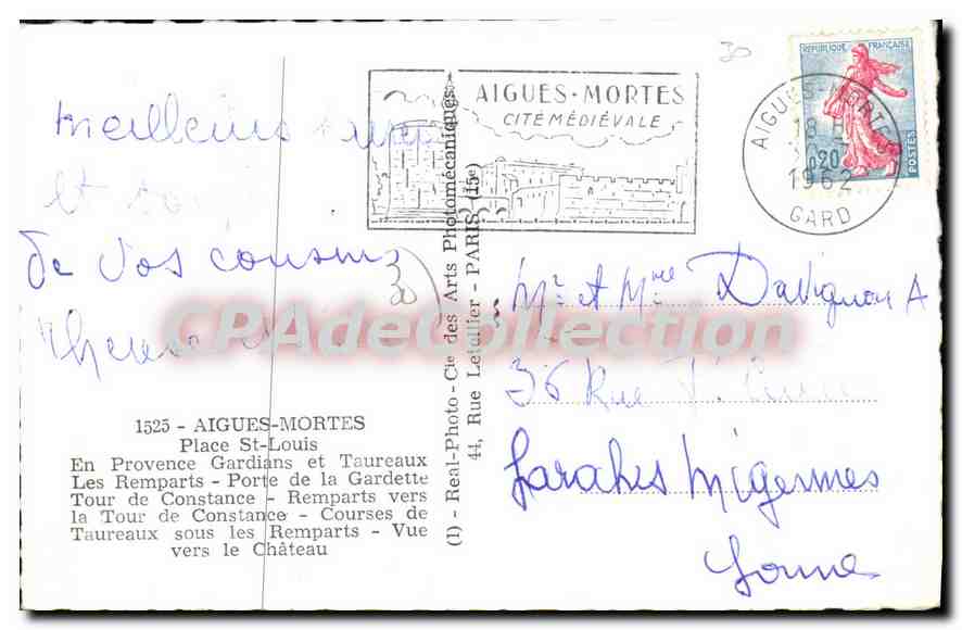 CPA Aigues Mortes Place St Louis — Rückseite