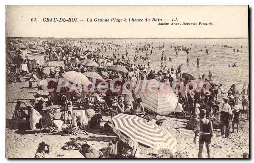 Grau-du-Roi — La Grande Plage à l'heure du Bain — Édition Aran, Bazar du Progrès