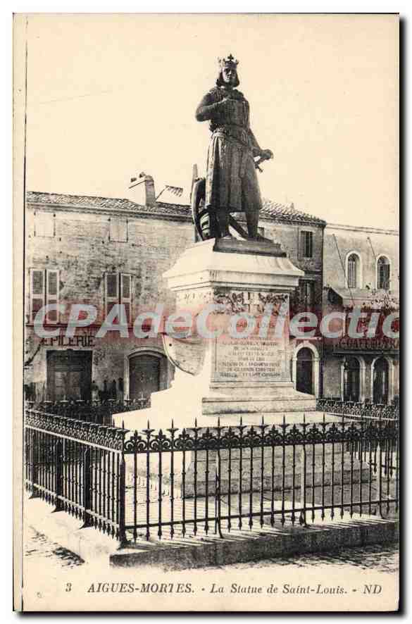 Aigues-Mortes — La Statue de Saint-Louis — Éditeur : A. Pileure, n°3