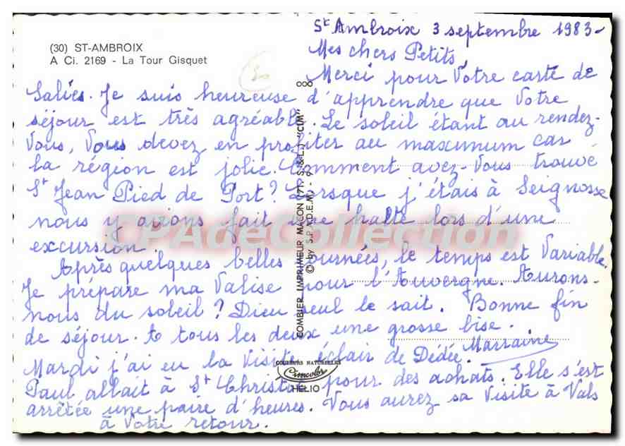CPSM St Ambroix La Tour Gisquet — Rückseite