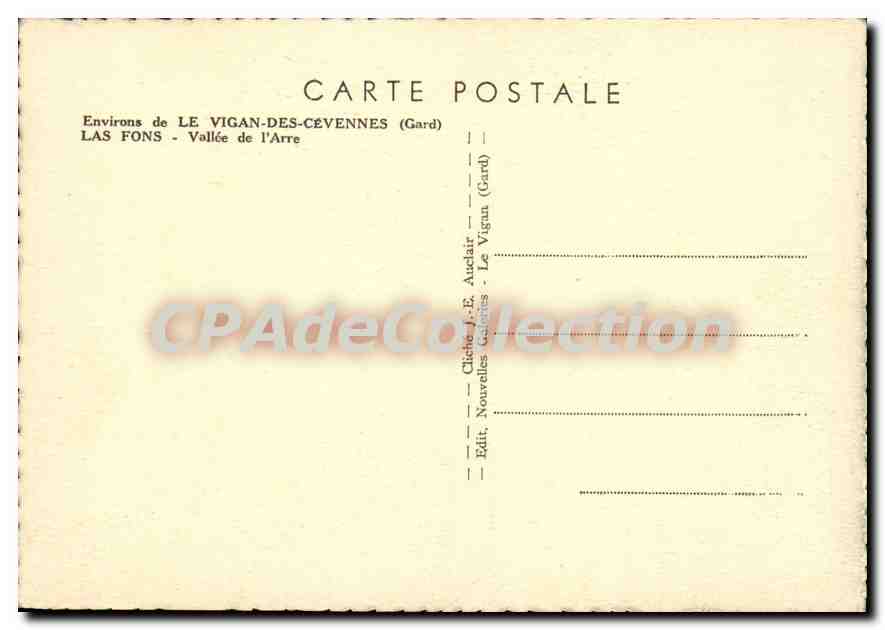 CPSM Le Vigan Des Cevennes Las Fons Vallee De I'Arre — Rückseite