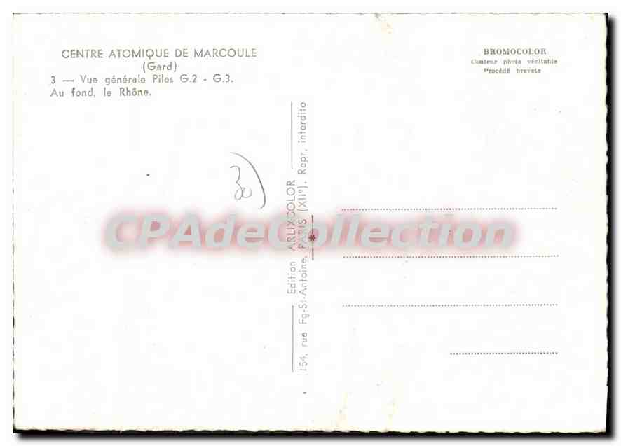 Centre Atomique de Marcoule — Vue générale Piles G.2 - G.3 — Arlix — Verso
