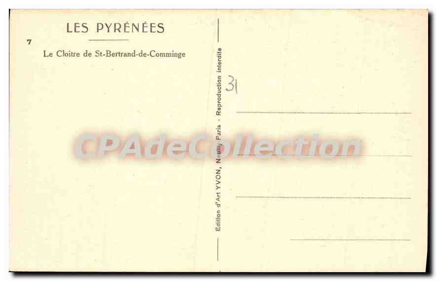 CPA St Bertrand De Comminges le cloitre — Verso