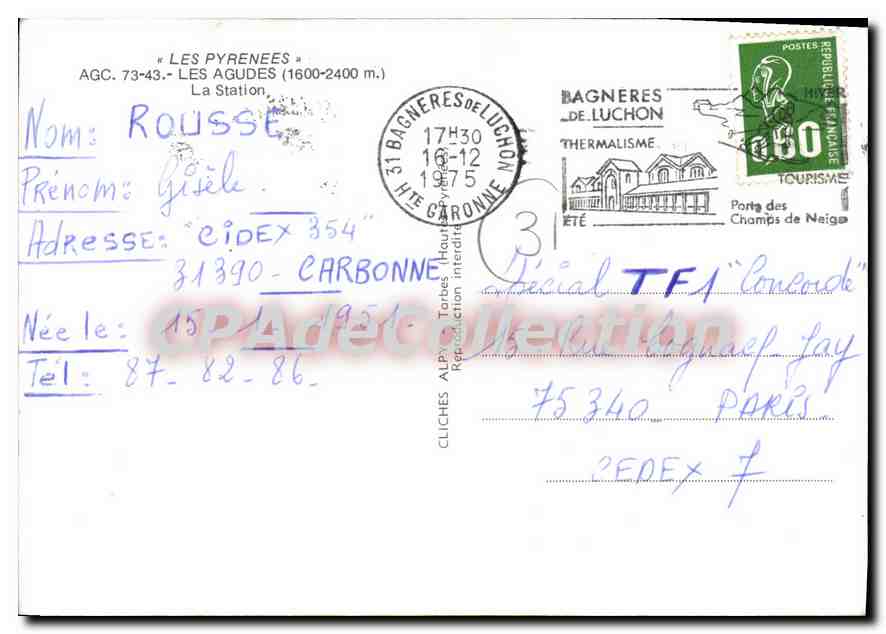 Les Agudes — Station de ski — Bagnères-de-Luchon — Verso