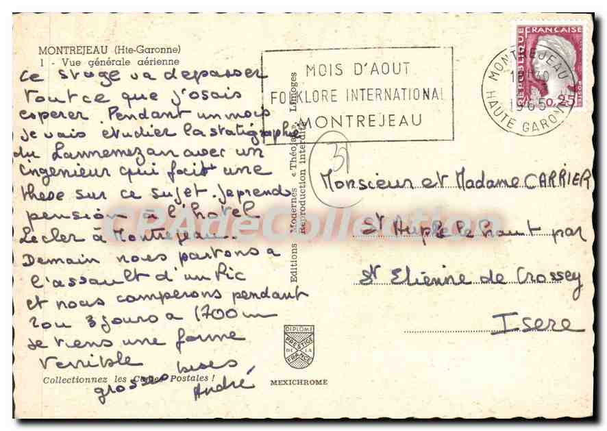 Montrejeau (Haute-Garonne) — Vue générale aérienne — Éditions Mexichrome, n°35 — Verso