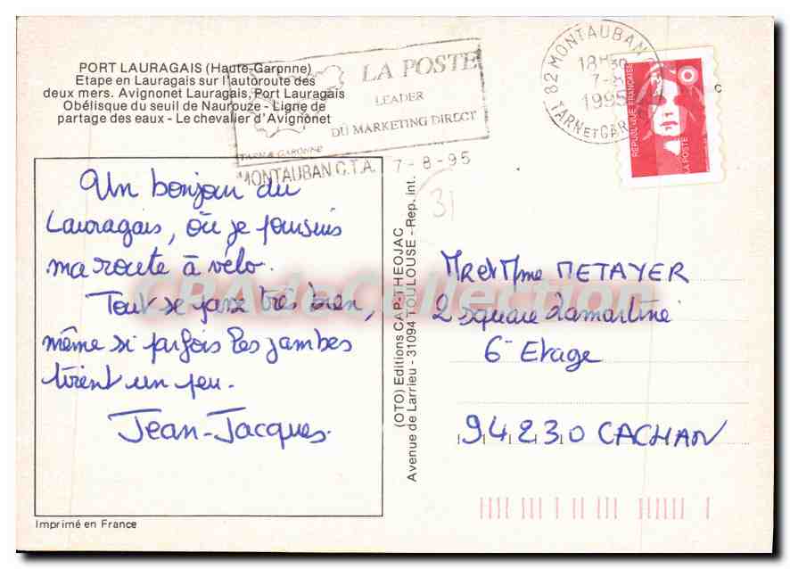Port Lauragais — Autoroute des deux mers — éditeur OTO Éditions Larrieu, n° de série non visible — Reverso