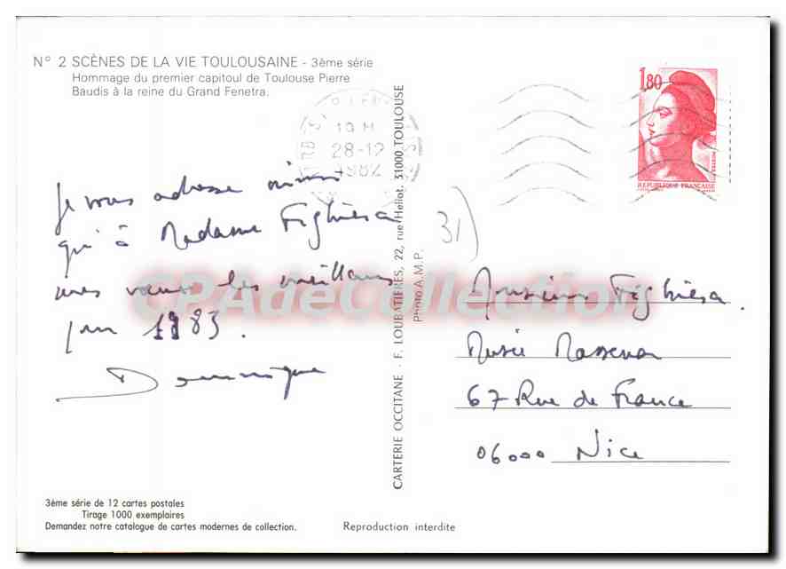 Hommage à la reine du Grand Fenêtre — Scènes de la vie toulousaine — 3ème série — Carterie Occitane — Reverso