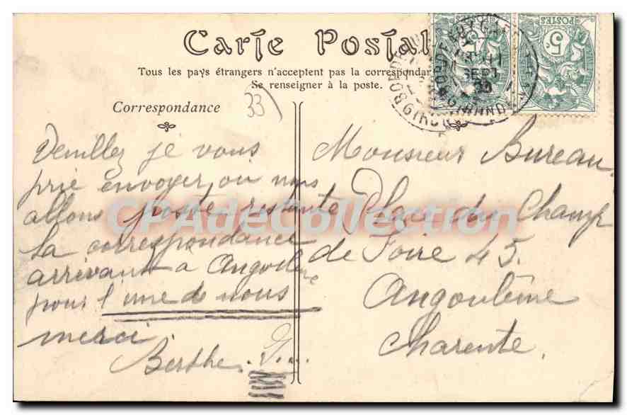 CPA Bordeaux La Caserne Pelleport — Verso