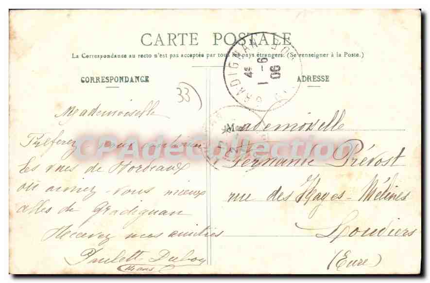 CPA Gradignan Ancien Monastere De Cayac — Back