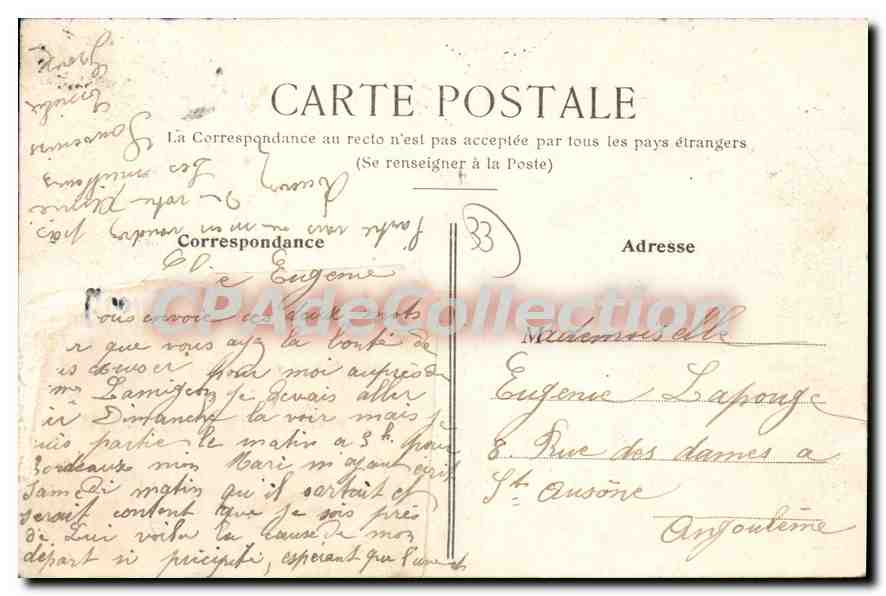 CPA Bordeaux souvenir — Verso